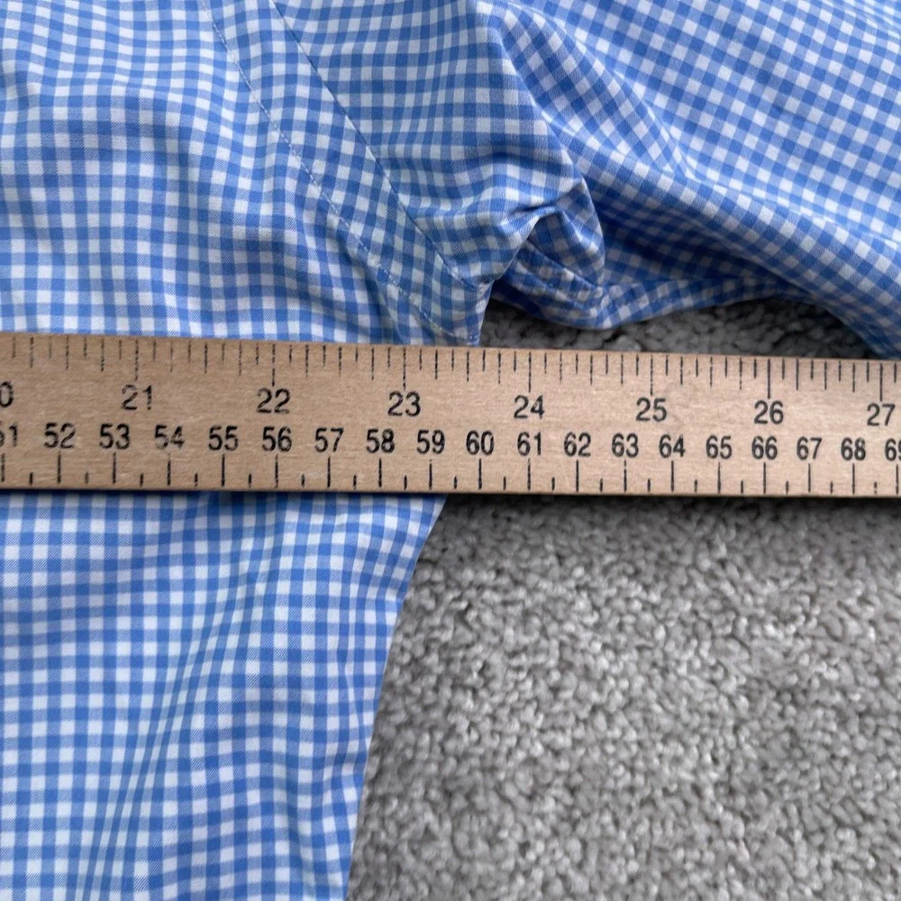 Ralph Lauren Shirt Mens Medium Blue Gingham Classic Fit Button Down Pony Logo